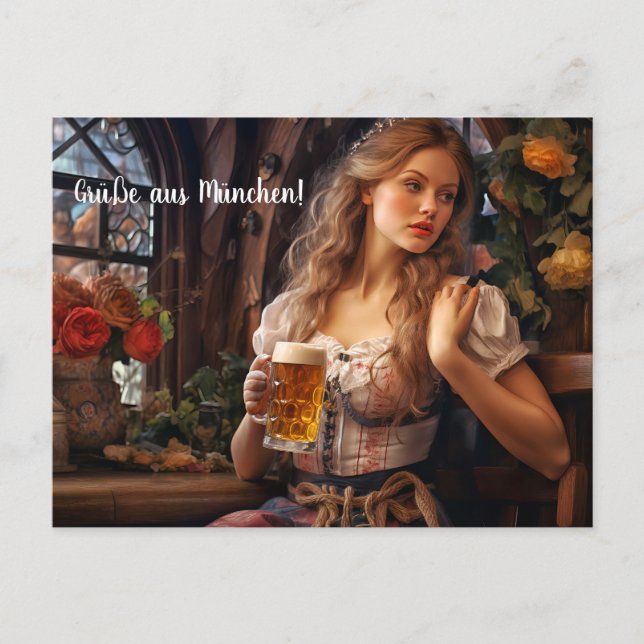  Grüße aus München! Bierzeltstimmung. Bier Postkarte (Vorderseite)