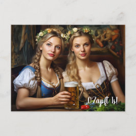 Grüße aus München! Bierzeltstimmung. Dirndl Postkarte