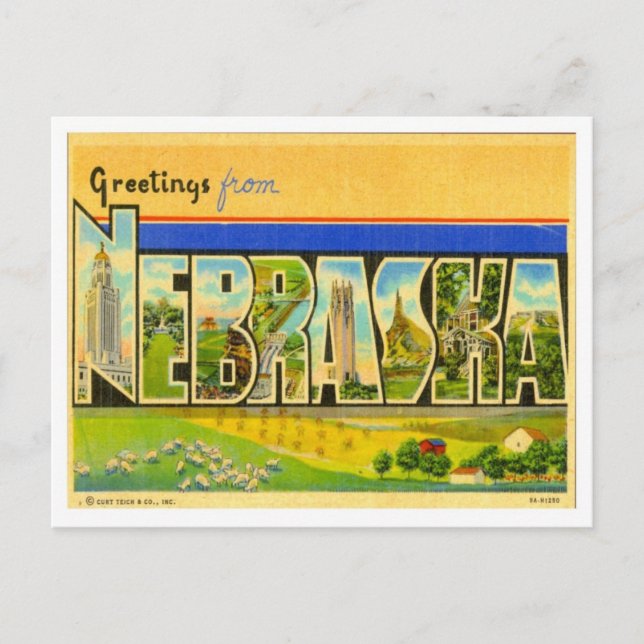 Grüße aus Nebraska Postkarte (Vorderseite)