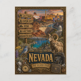 Grüße aus Nevada | Vintage Retro Kunst Postkarte