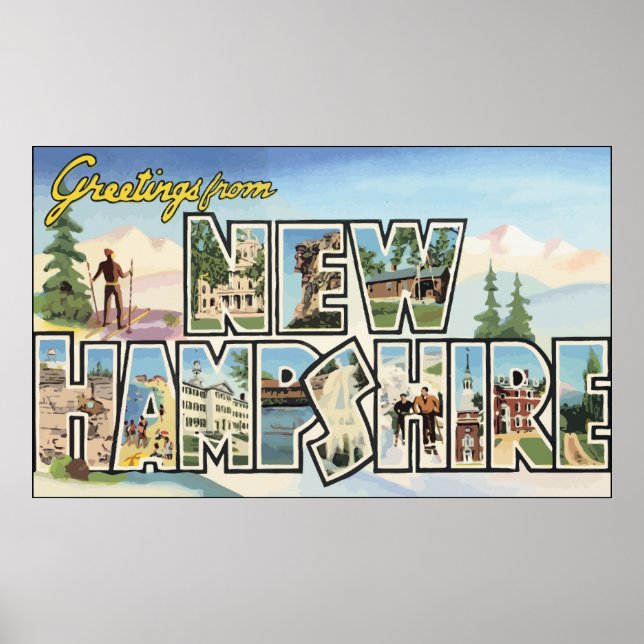 Grüße aus New Hampshire, Vintag Poster (Vorne)
