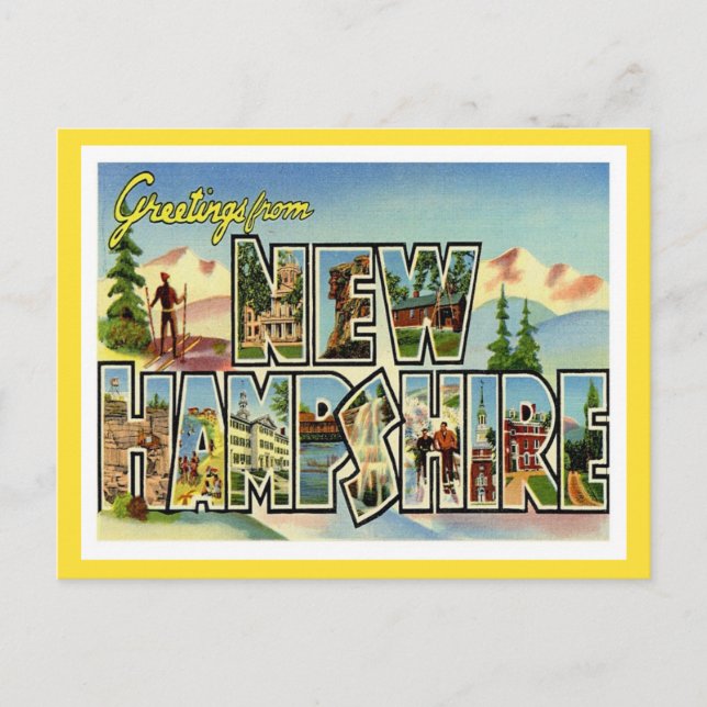 Grüße aus New Hampshire Vintag Postkarte (Vorderseite)