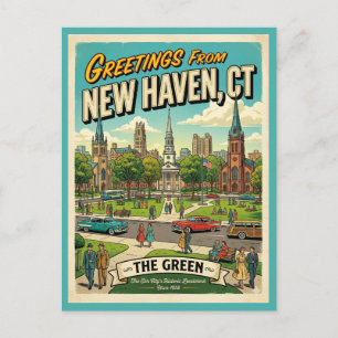 Grüße aus New Haven CT im Vintage-Stil  Postkarte