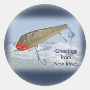 Grüße aus New Jersey Fishing Lure Runder Aufkleber
