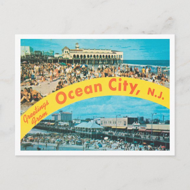 Grüße aus Ocean City, New Jersey Travel Postkarte (Vorderseite)