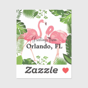 Grüße aus Orlando, Florida, Pink Flamingos, Aufkleber