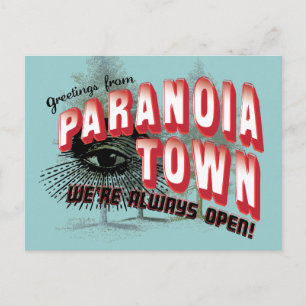 Grüße aus Paranoia Stadt Postkarte