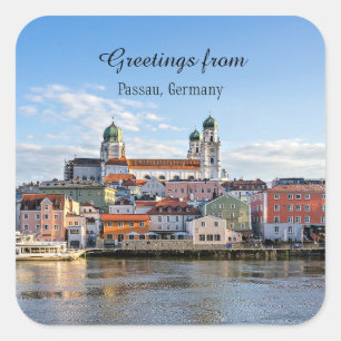 Grüße aus Passau, Deutschland Quadratischer Aufkleber