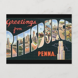 Grüße aus Pittsburgh_Vintage Reiseplakat Postkarte