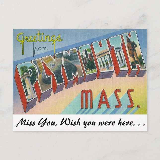 Grüße aus Plymouth, Massachusetts Postkarte (Vorderseite)