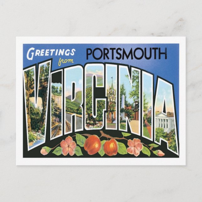 Grüße aus Portsmouth Virginia, US-Stadt Postkarte (Vorderseite)