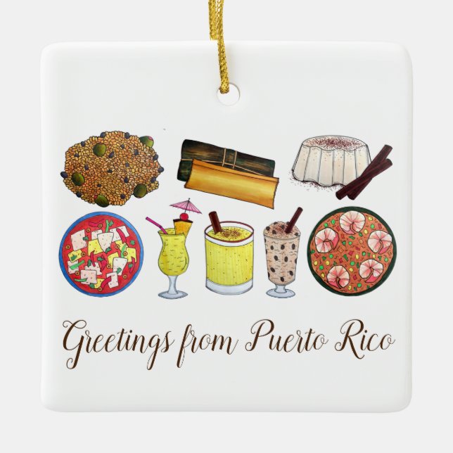 Grüße aus Puerto Rico Karibik Island Foods Keramikornament (Vorderseite)