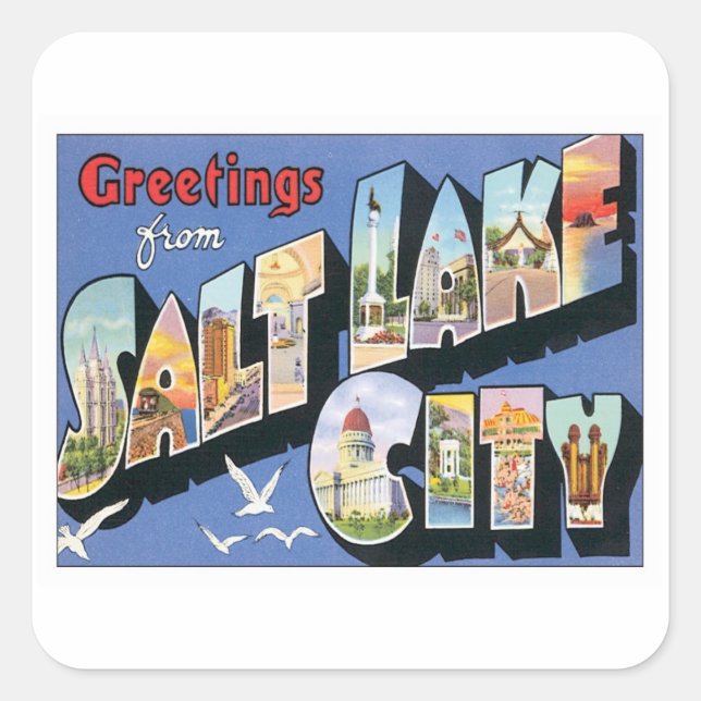 Grüße aus Salt Lake City Utah Quadratischer Aufkleber (Vorderseite)