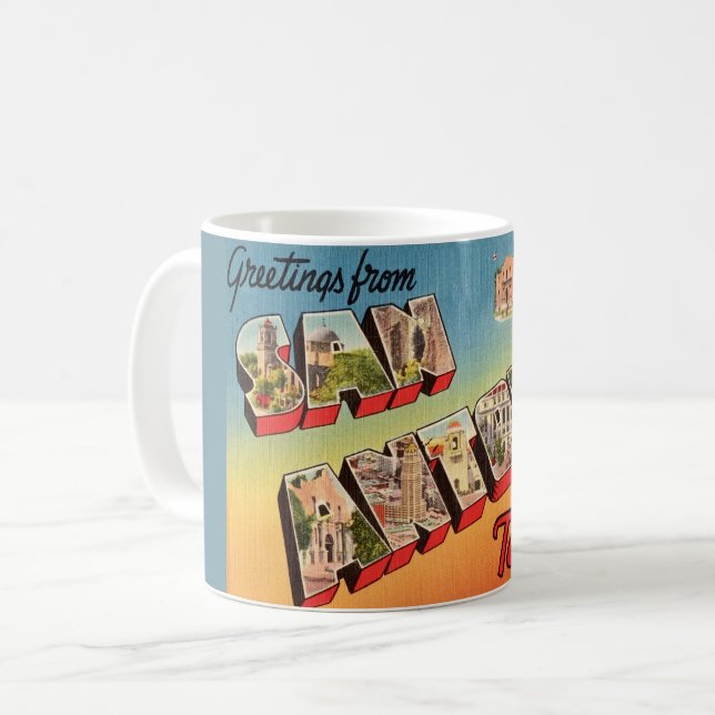 Grüße aus San Antonio Kaffeetasse (Vorderseite Links)