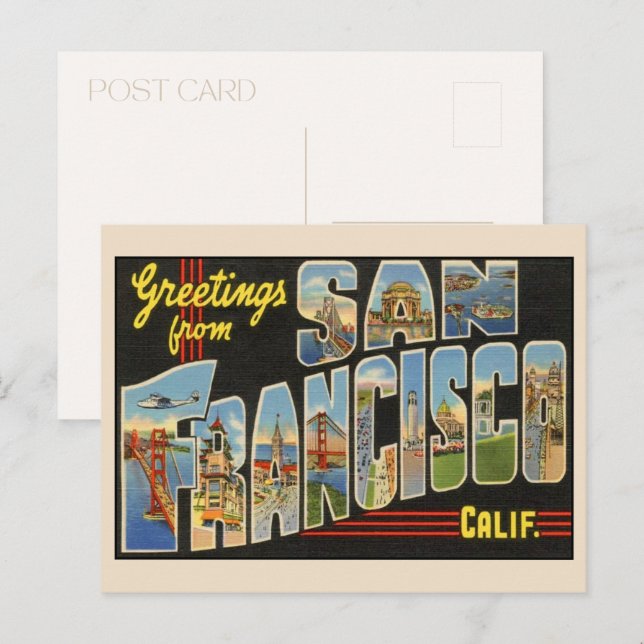 Grüße aus San Francisco Grossbuchstaben Vintag Postkarte (Vorne/Hinten)