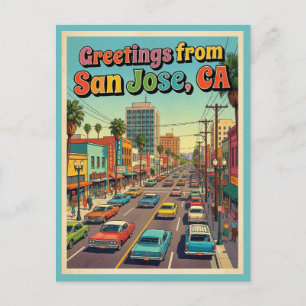 Grüße aus San Jose CA Postkarte, Retro 1960er Jahr Postkarte