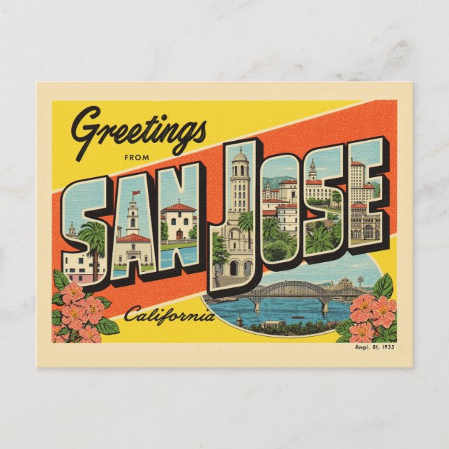 Grüße aus San Jose California Vintag Postkarte (Vorderseite)