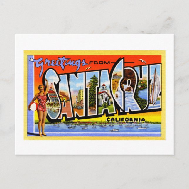 Grüße aus Santa Cruz California Postkarte (Vorderseite)