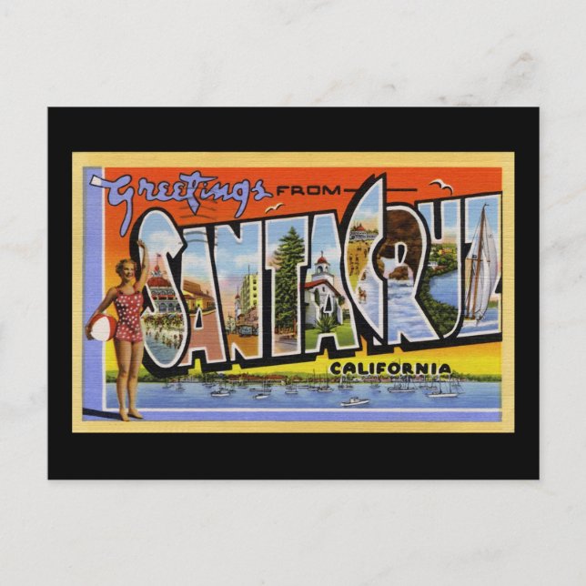 Grüße aus Santa Cruz California Postkarte (Vorderseite)
