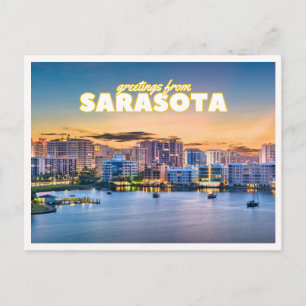 Grüße aus Sarasota Florida Retro Downtown Postkarte