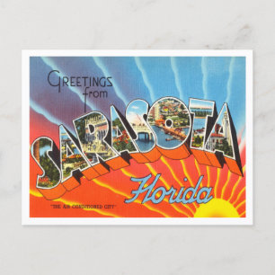 Grüße aus Sarasota, Florida Vintage Reise Postkarte
