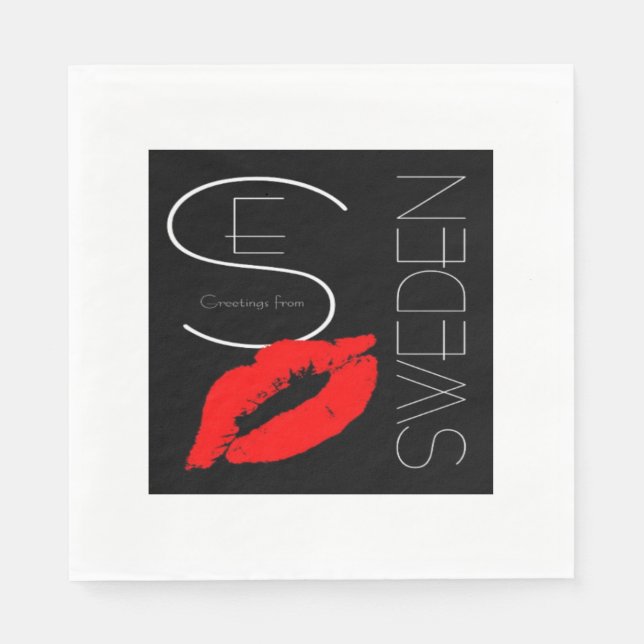 Grüße aus Schweden Red Lipstick Kiss Serviette (Vorderseite)