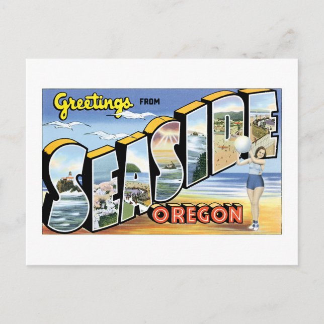 Grüße aus Seaside, Oregon Postkarte (Vorderseite)