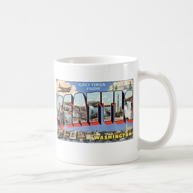 Grüße aus Seattle, WA Kaffeetasse (Rechts)