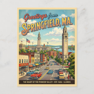 Grüße aus Springfield MA im Vintage-Stil Postkarte