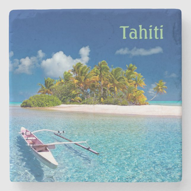 Grüße aus Tahiti Steinuntersetzer (Vorderseite)