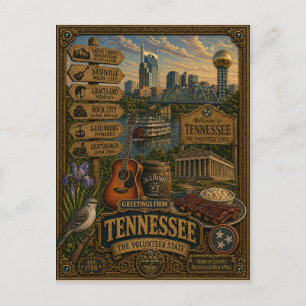 Grüße aus Tennessee   Vintage Retro Kunst Postkarte