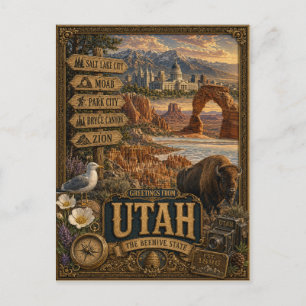 Grüße aus Utah   Vintage Retro Kunst Postkarte