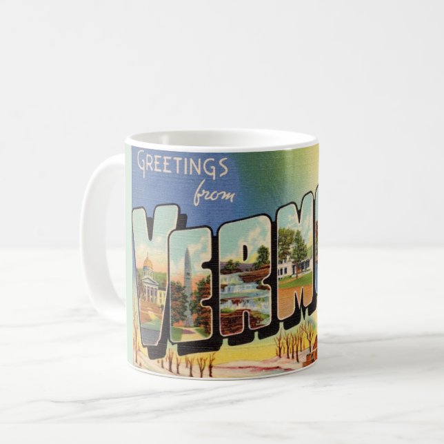 Grüße aus Vermont Kaffeetasse (Vorderseite Links)