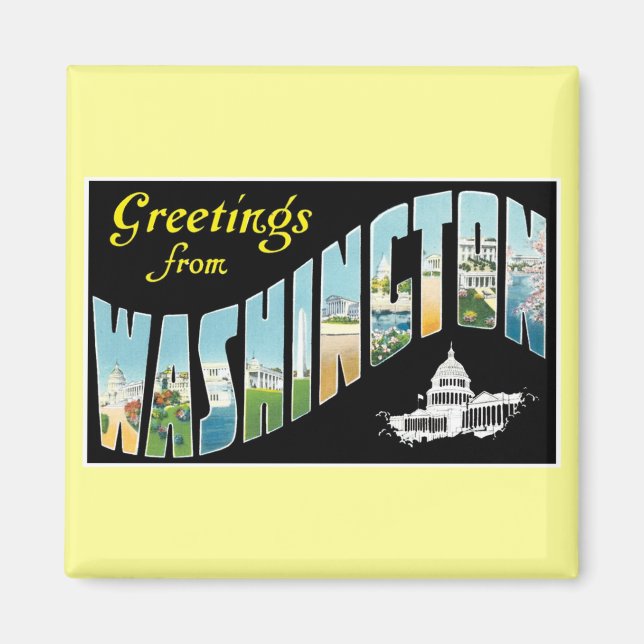 Grüße aus Washington D.C.! Vintage Postkarte Magnet (Vorne)