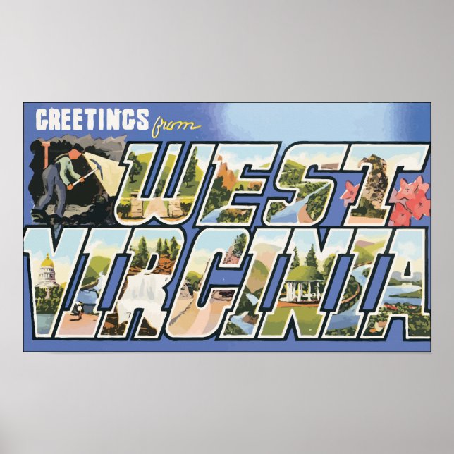 Grüße aus West Virginia, Vintag Poster (Vorne)