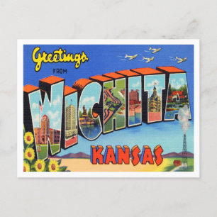 Grüße aus Wichita, Kansas Vintage Reise Postkarte