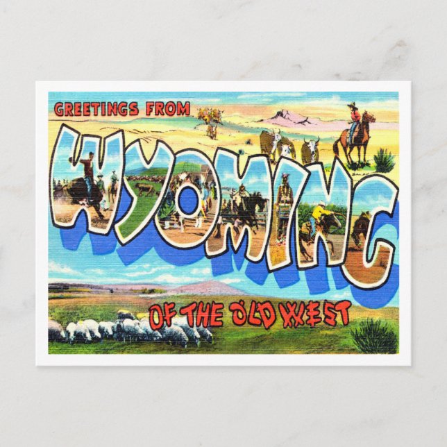 Grüße aus Wyoming der Alten Westreise Postkarte (Vorderseite)