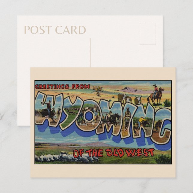 Grüße aus Wyoming Large Letter Vintag Postkarte (Vorne/Hinten)