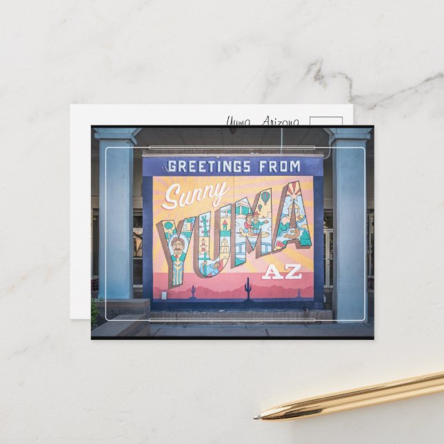 Grüße aus Yuma, Arizona Postkarte (Vorderseite/Rückseite Beispiel)