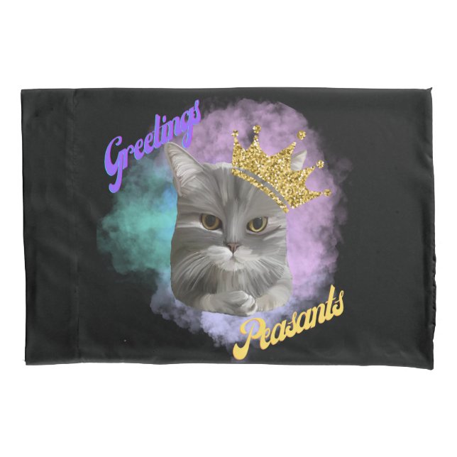 Grüße Bauern Gray Tabby Queen Cat Kissenbezug (Vorderseite)