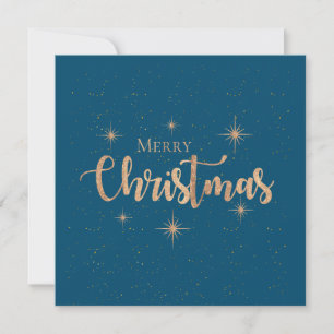 Grüße Blue Gold Typografie Frohe Weihnachten Karte
