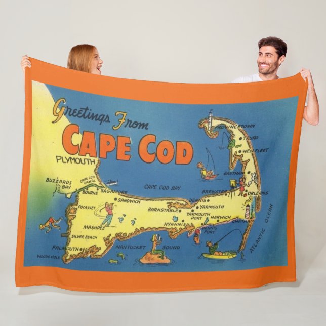 Grüße Cape Cod Karte Fleecedecke (Beispiel)