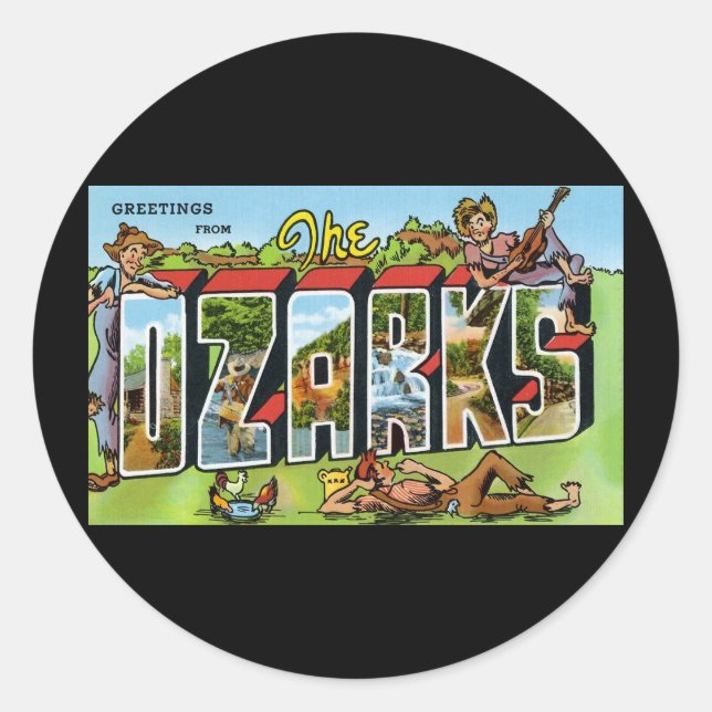 Grüße der Ozarks Runder Aufkleber (Vorderseite)