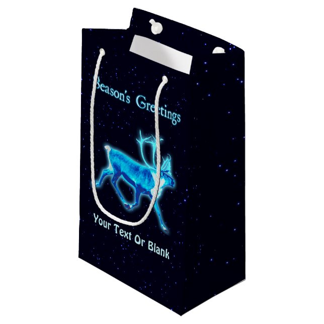 Grüße der Saison - Blaue Karibik (Reindeer) Kleine Geschenktüte (Vorderseite Schrägansicht)