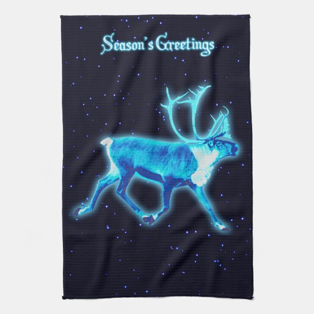 Grüße der Saison - Blaue Karibik (Reindeer) Küchentuch (Vertikal)
