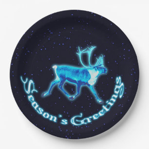 Grüße der Saison - Blaue Karibik (Reindeer) Pappteller