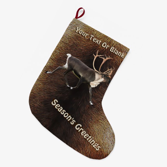 Grüße der Saison - Bull Caribbean (Rentier) Großer Weihnachtsstrumpf (Vorderansicht (hängend))
