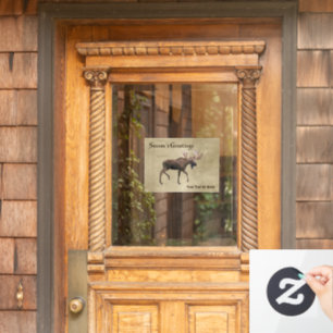 Grüße der Saison - Bull Moose auf altem Papier Fensteraufkleber