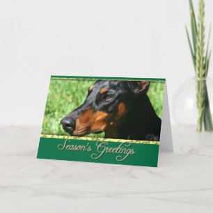 Grüße der Saison Doberman Pinscher-Karte Feiertagskarte