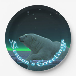 Grüße der Saison - Eiskantenpolarbär Pappteller